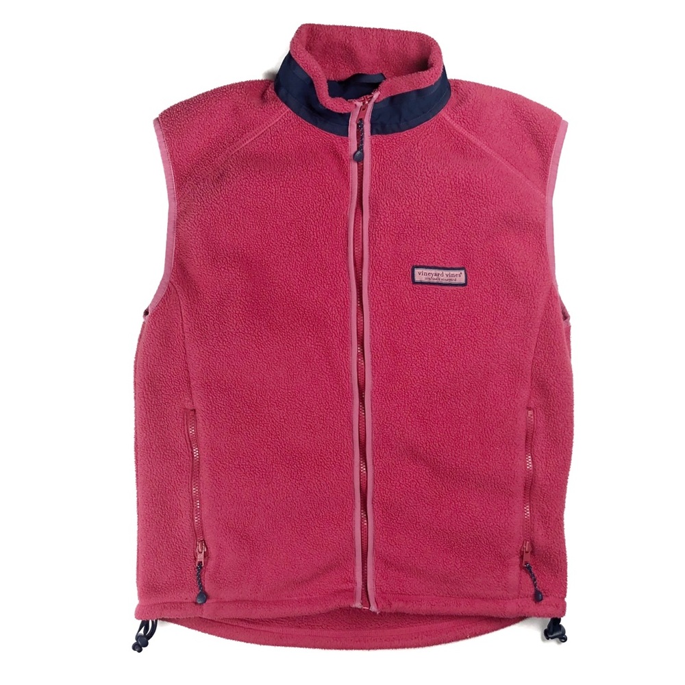 Vineyard Vines pink full zip fleece vest size small